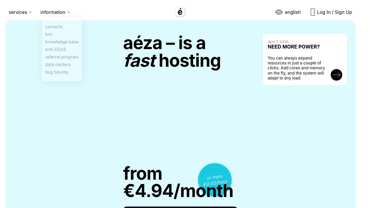 Превью главной страницы aeza.net