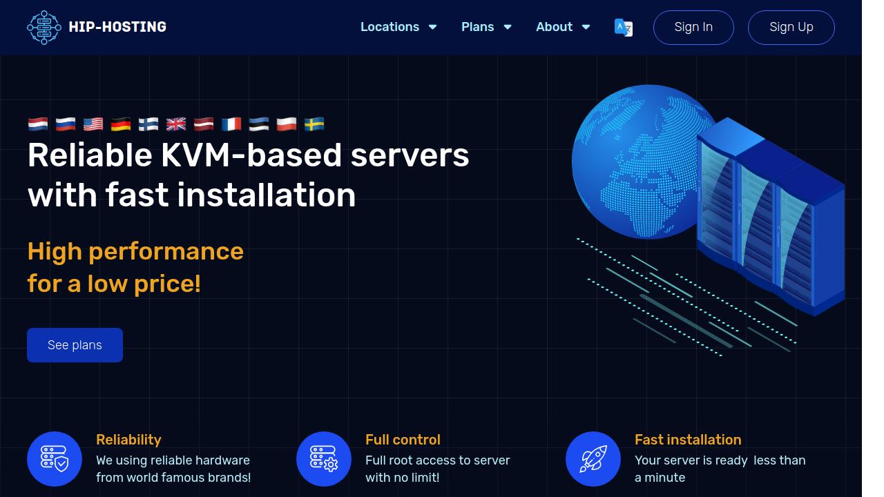 Превью главной страницы hip-hosting.com
