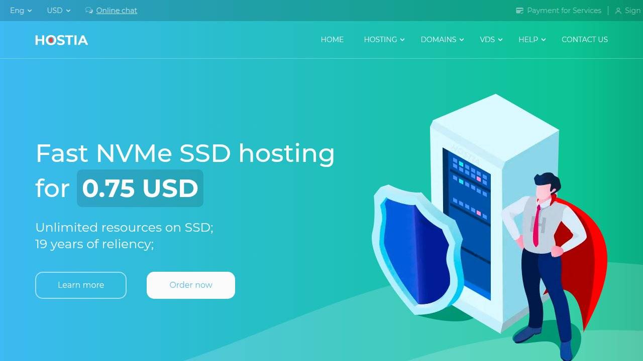 Превью главной страницы hostia.net