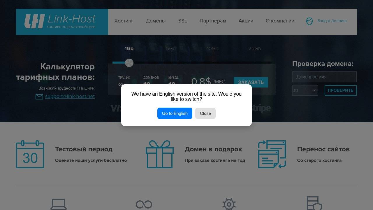 Превью главной страницы link-host.net