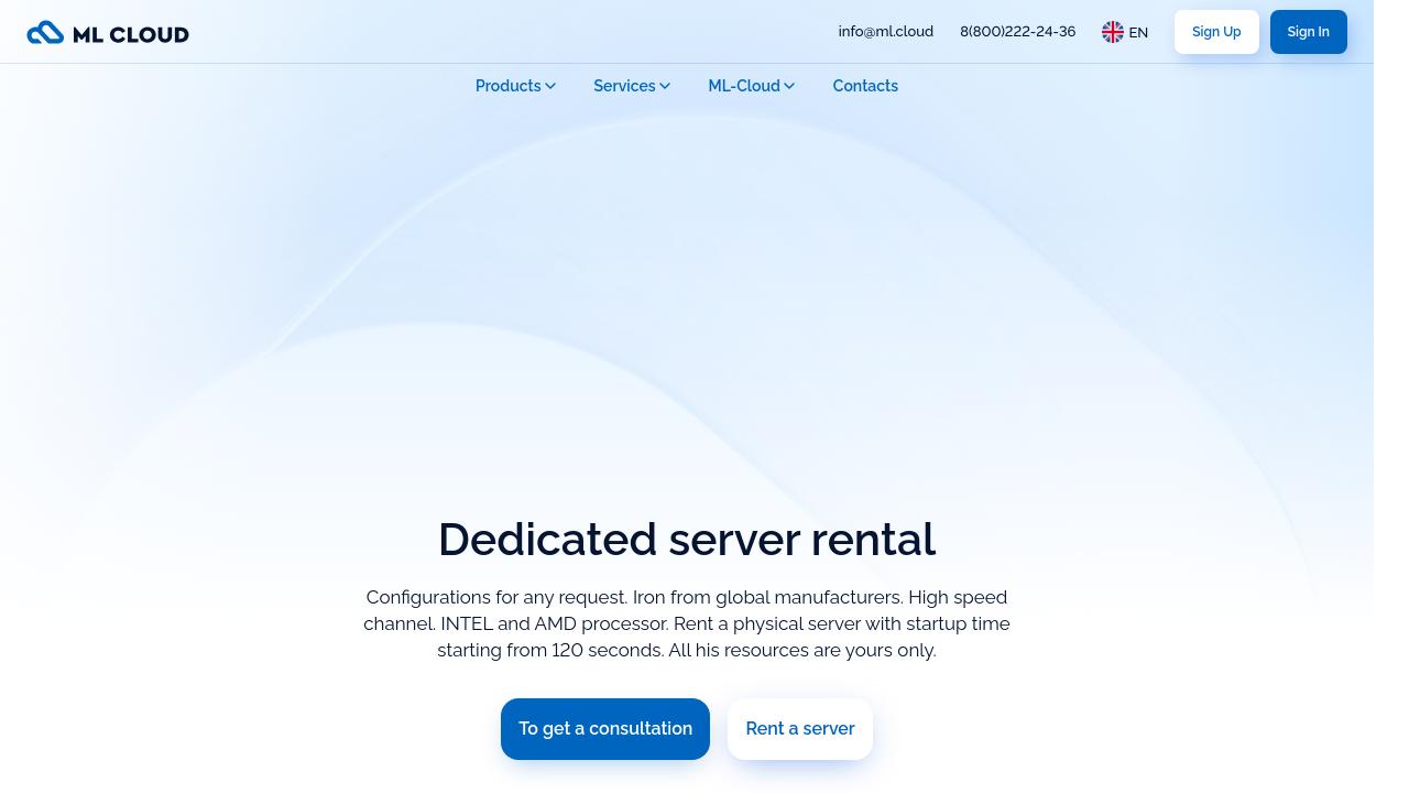 Превью главной страницы ml.cloud
