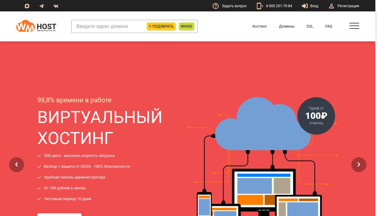 Превью главной страницы wmhost.ru